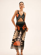 Bird Print Mesh Maxi Skirt | Callista