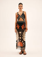 Bird Print Mesh Maxi Skirt | Callista