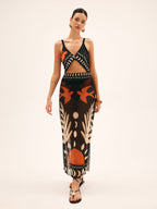 Bird Print Mesh Maxi Skirt | Callista