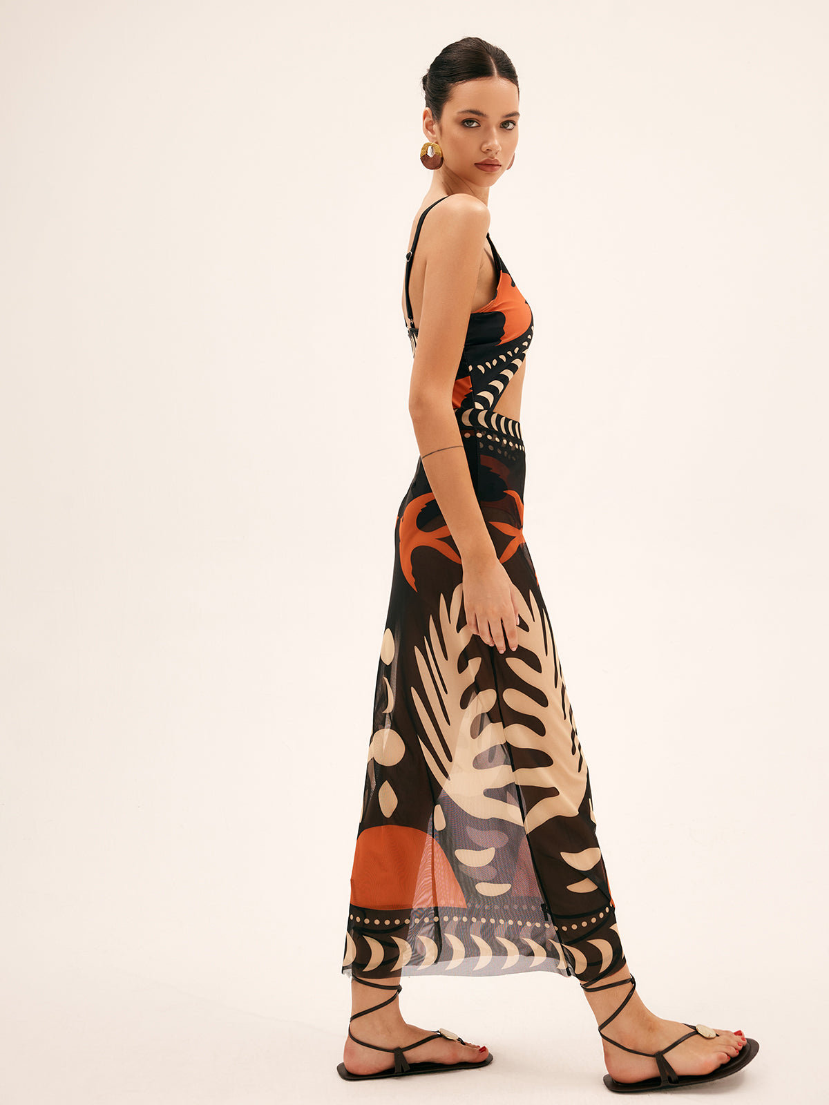 Bird Print Mesh Maxi Skirt | Callista