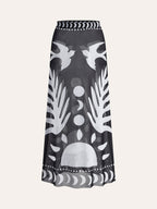 Bird Print Mesh Maxi Skirt | Callista