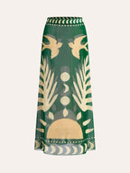 Bird Print Mesh Maxi Skirt | Callista