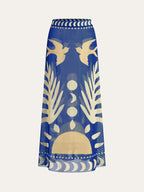Bird Print Mesh Maxi Skirt | Callista