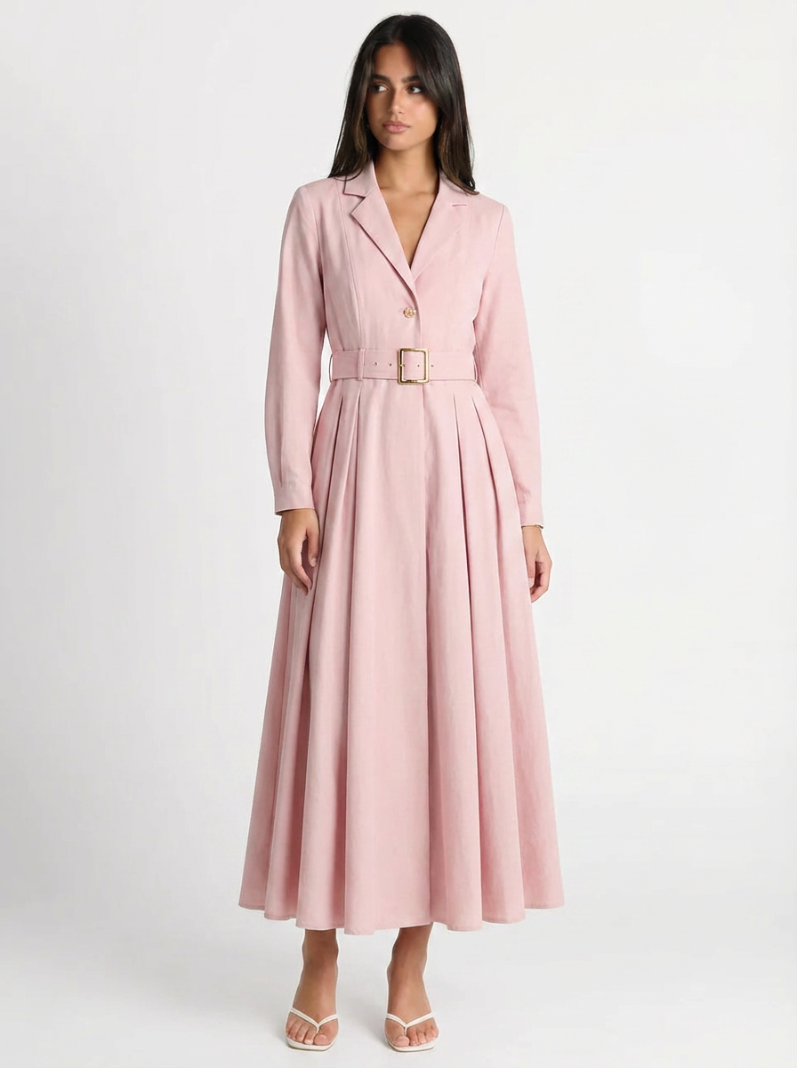 Blake | Women's Belted Long Sleeve Blazer Maxi Dress