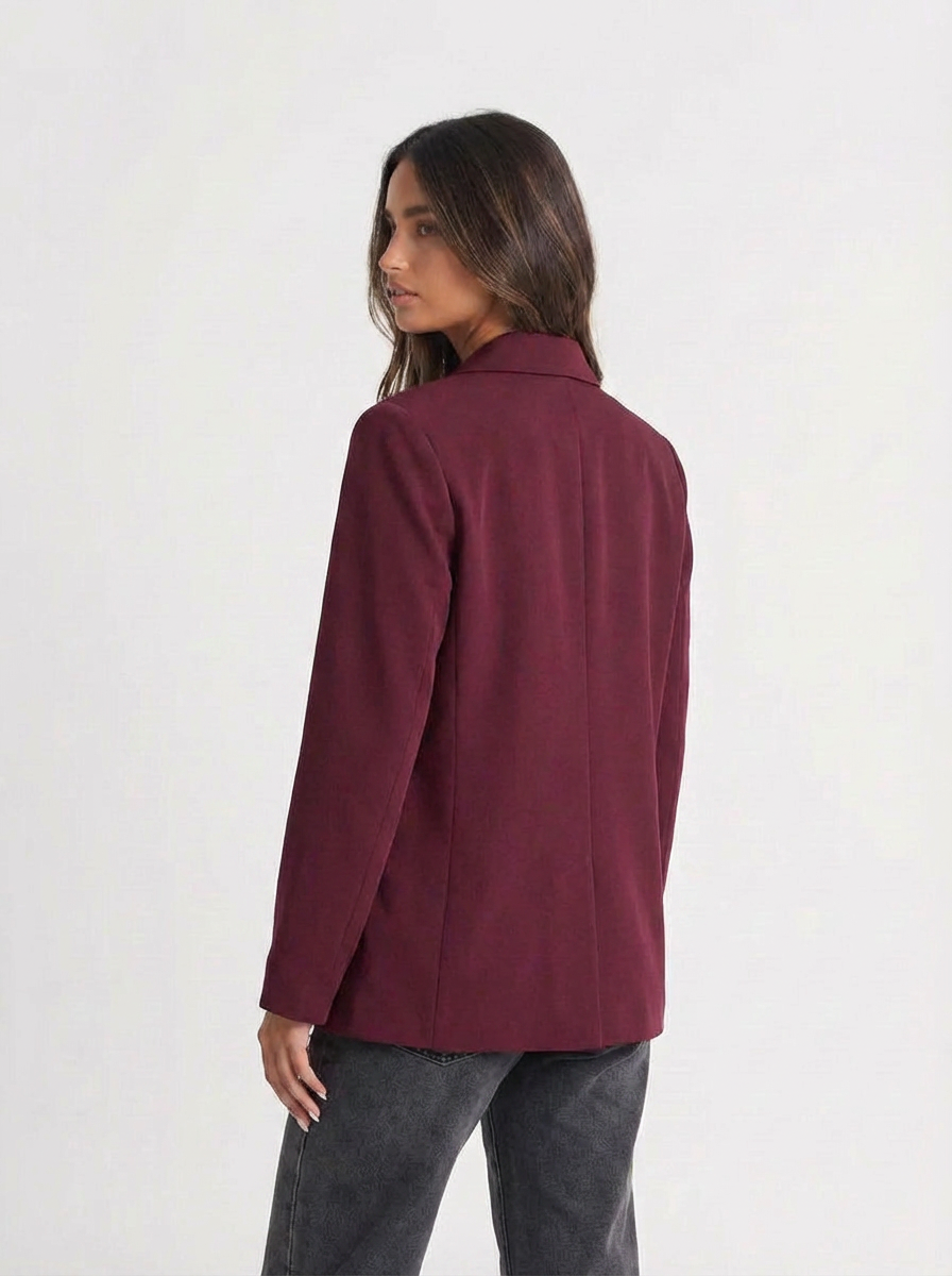 Blessy | Women's Burgundy Double Breasted Tailored Blazer 3