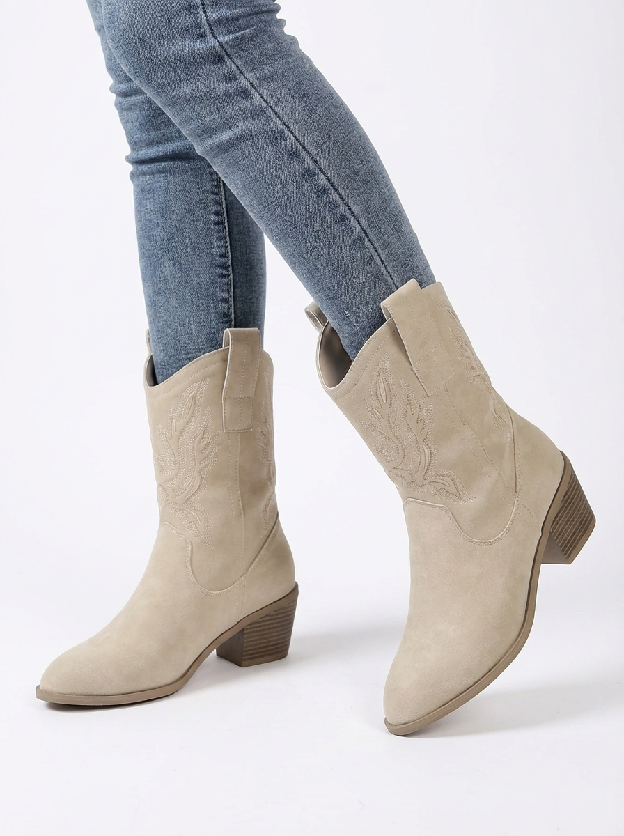Bonnie | Women's Embroidered Block Heel Western Boots 3