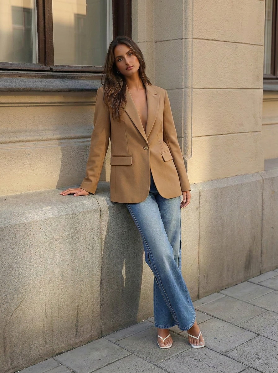 Brenda | Women's Beige Office Blazer 1
