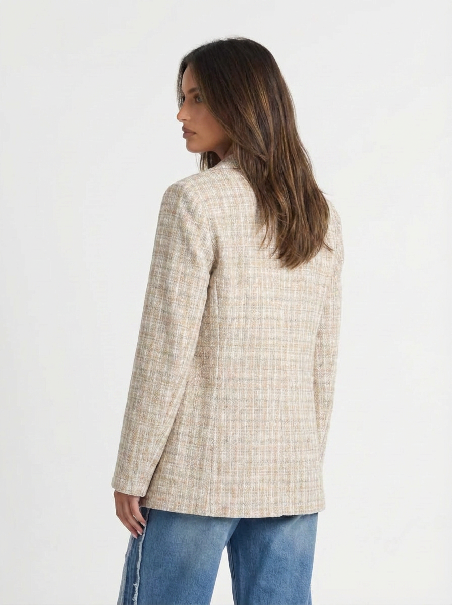 Bronte | Women's Plaid Notch Lapel Single Button Slim Blazer 2
