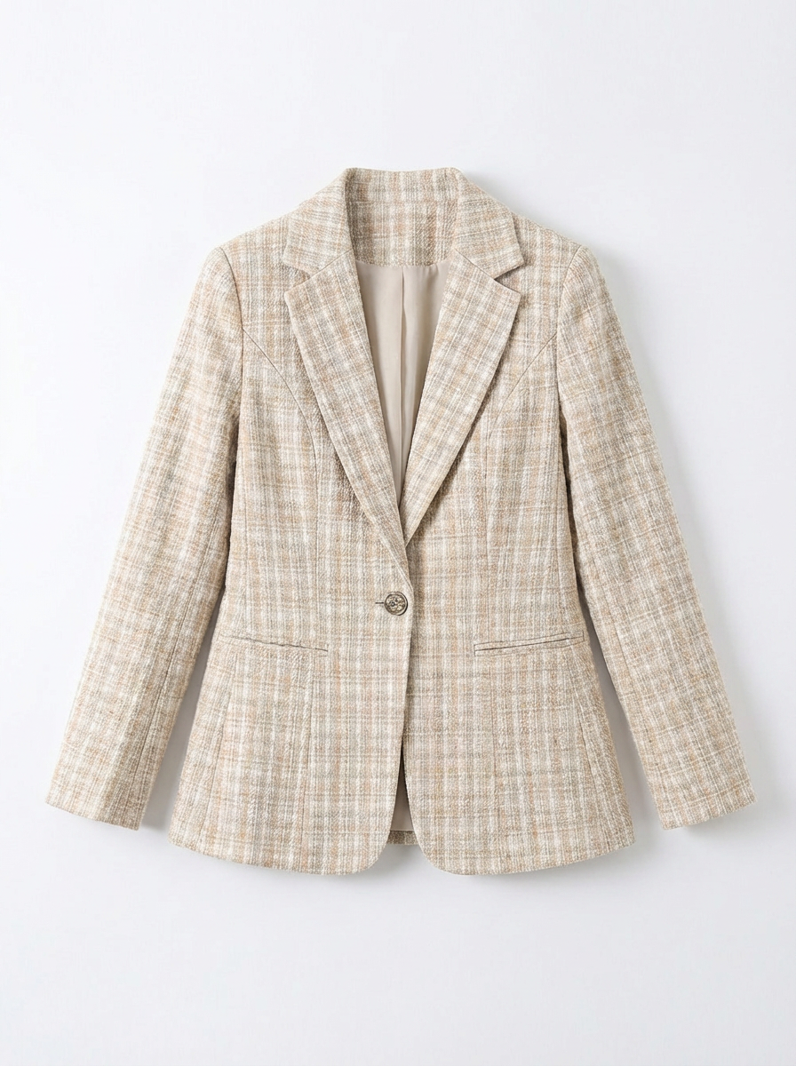 Bronte | Women's Plaid Notch Lapel Single Button Slim Blazer 3
