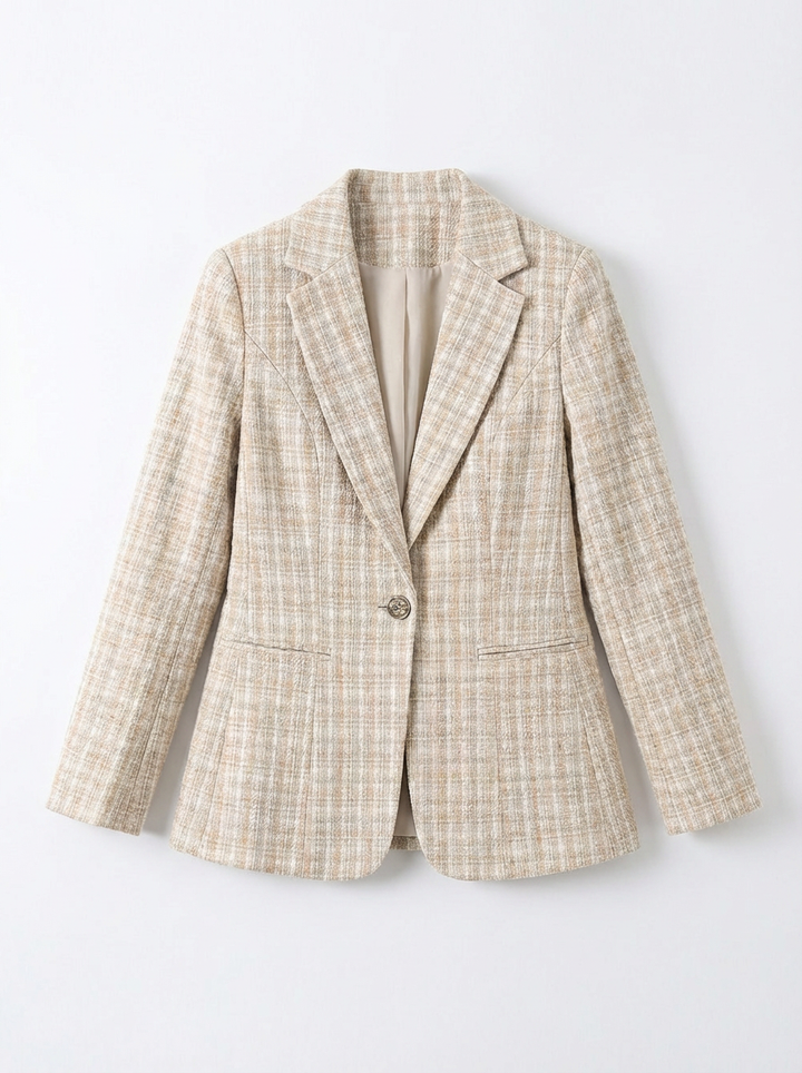 Bronte | Women's Plaid Notch Lapel Single Button Slim Blazer 3