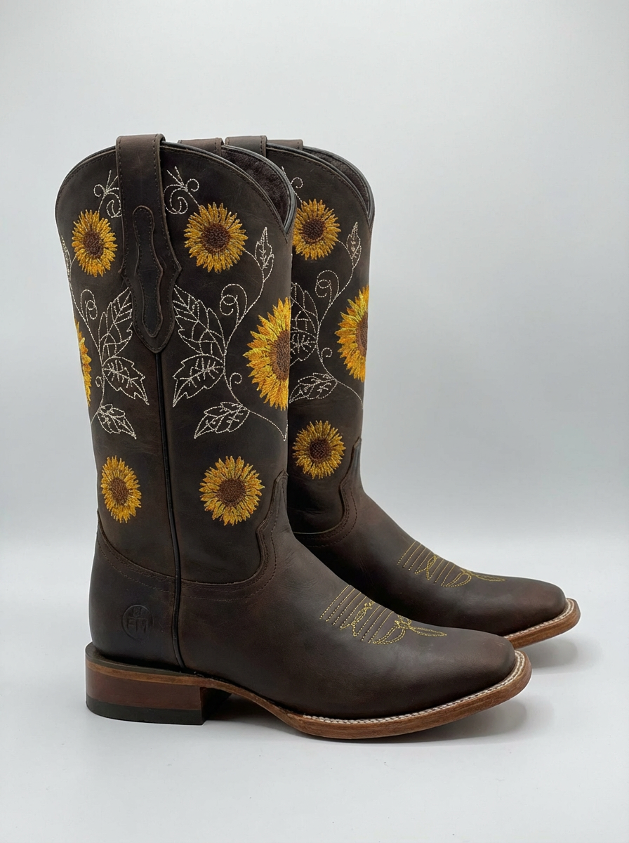 Brooke | Women's Embroidered Sunflower Western Boots 2