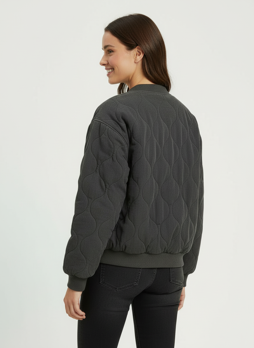 Brooke | Women's Quilted Oversized Zip Up Bomber Jacket 2