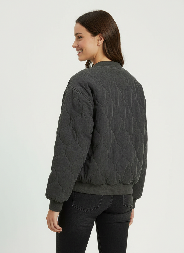 Brooke | Women's Quilted Oversized Zip Up Bomber Jacket 2