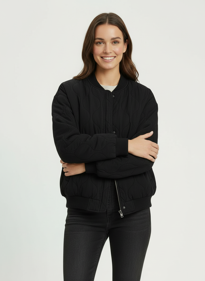 Brooke | Women's Quilted Oversized Zip Up Bomber Jacket 4