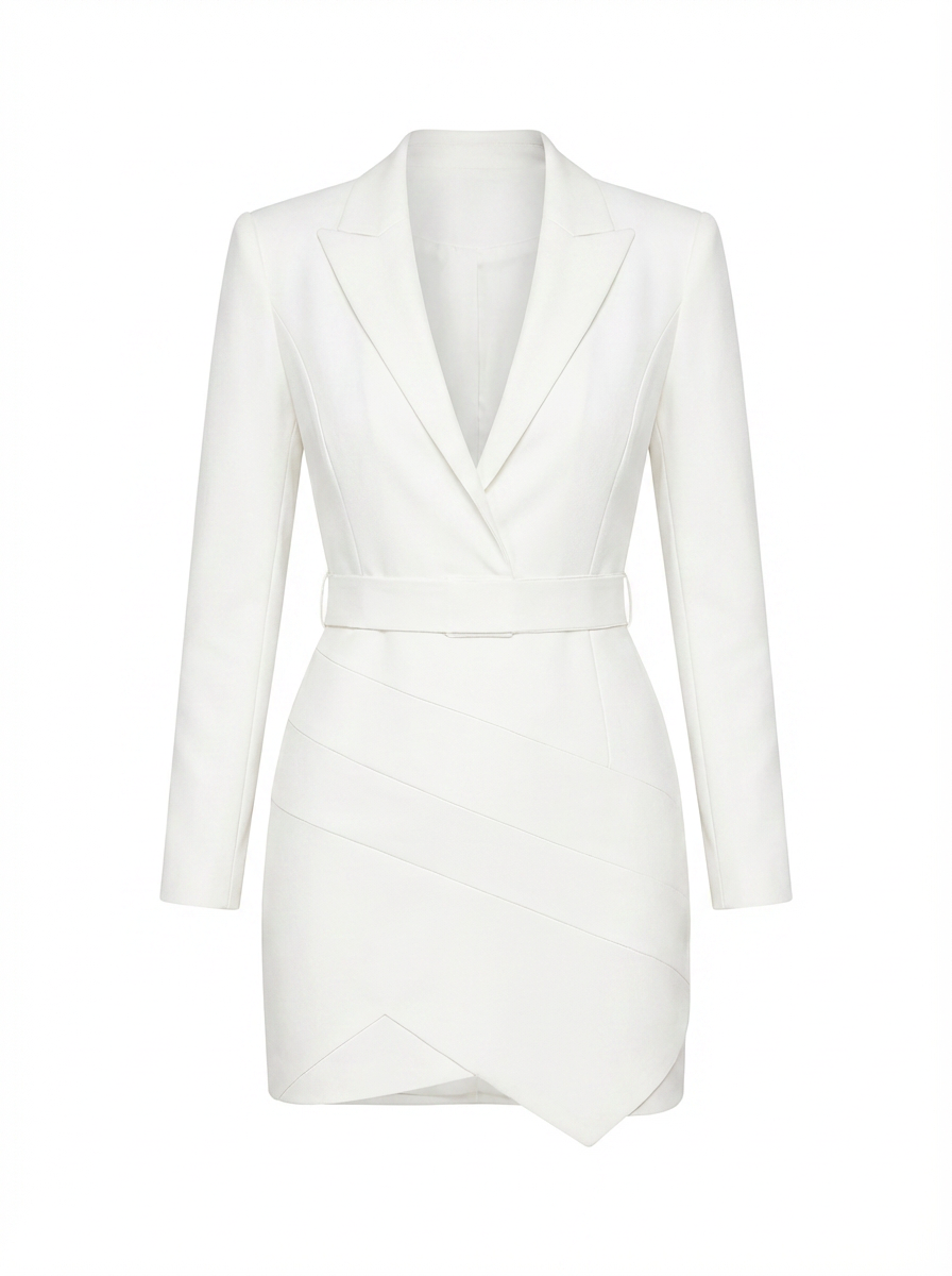 Brynn | Women's Plunge Neck Belted Blazer Mini Dress 3