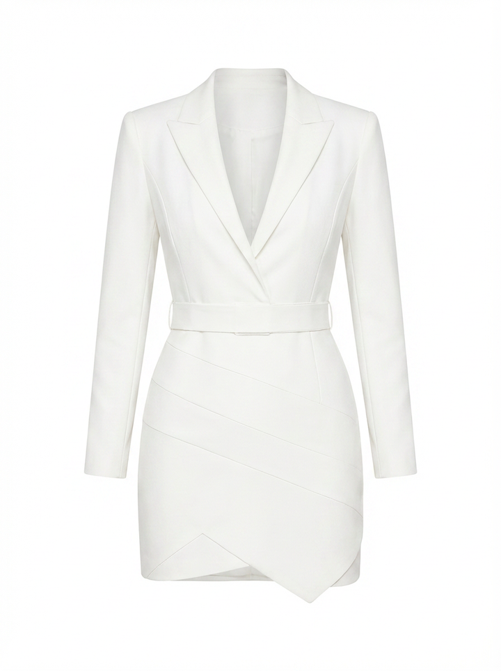 Brynn | Women's Plunge Neck Belted Blazer Mini Dress 3