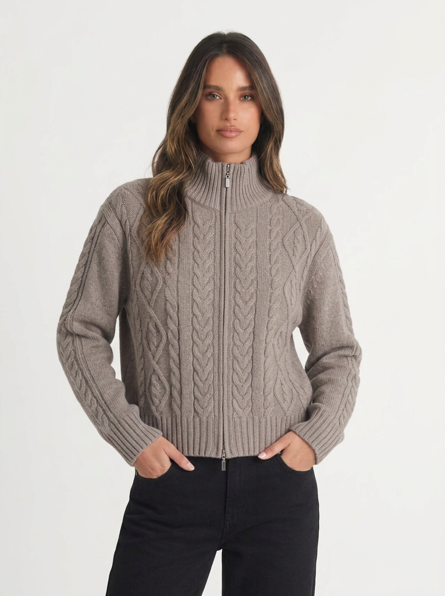Cady | Women's Cardigan Cable Knit Zip