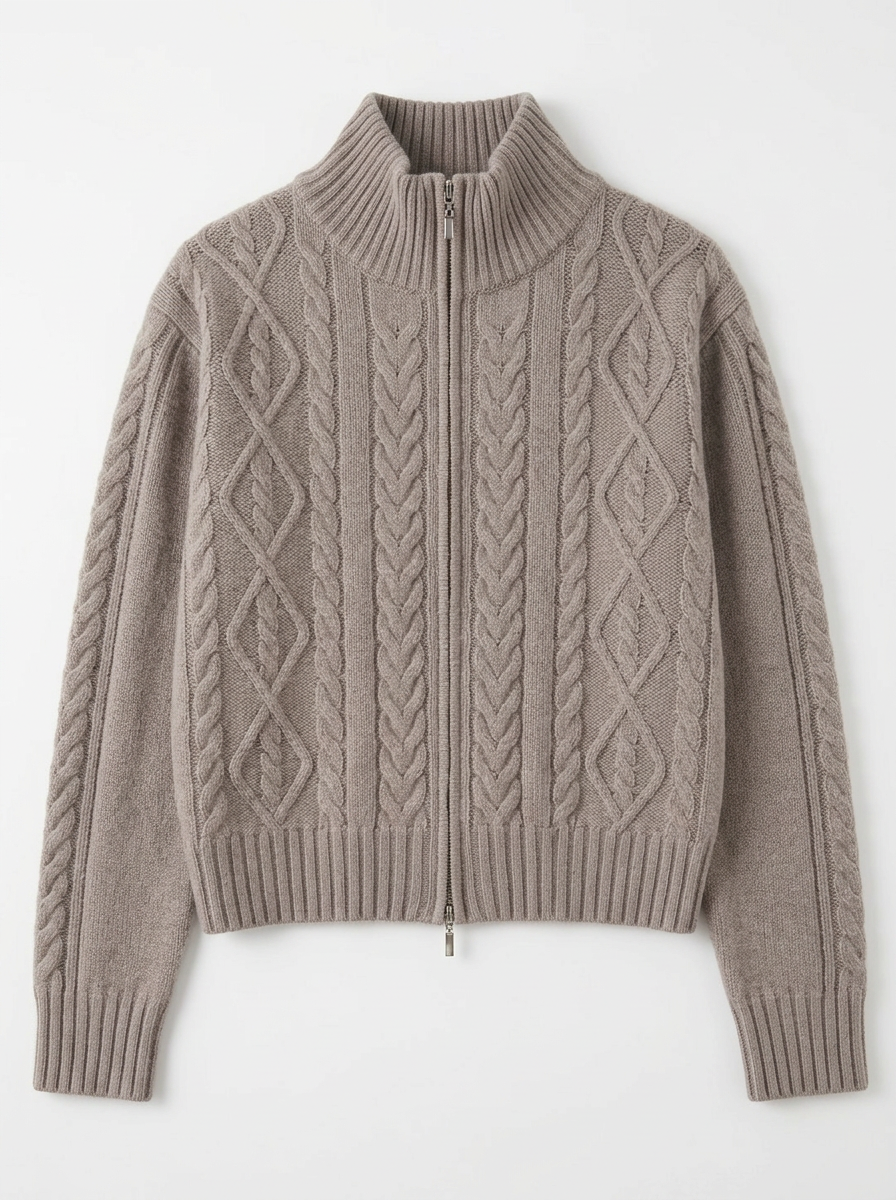 Cady | Women's Cardigan Cable Knit Zip