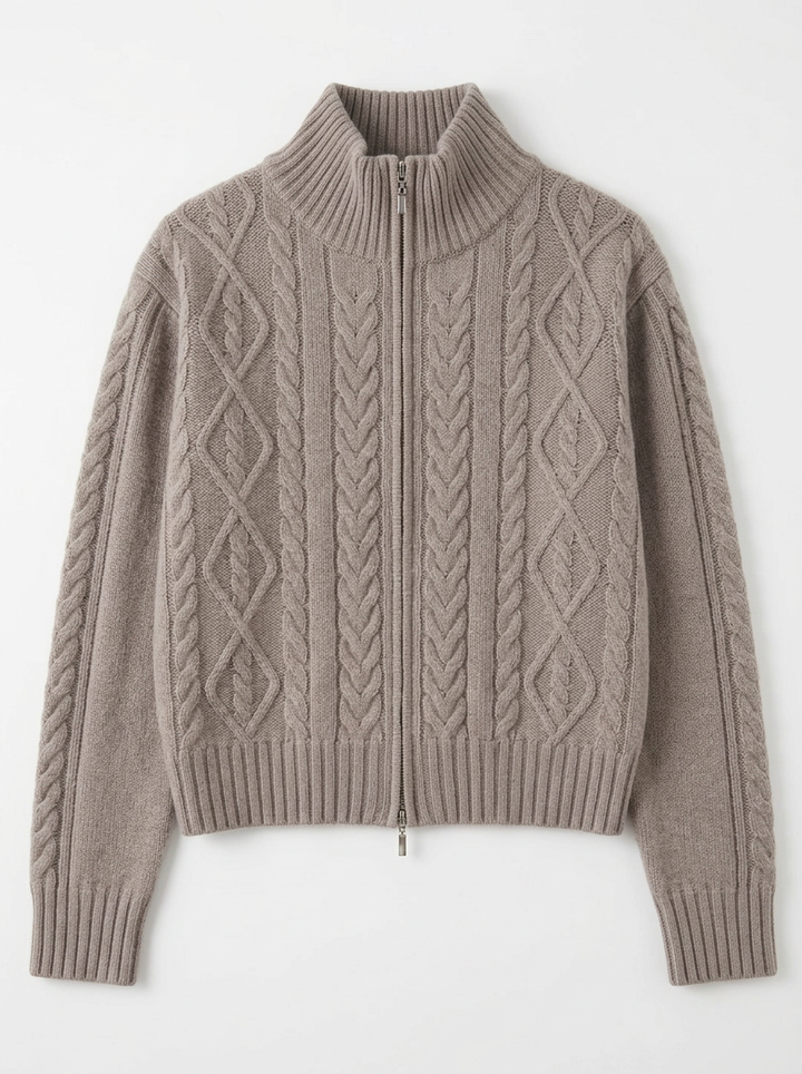 Cady | Women's Cardigan Cable Knit Zip