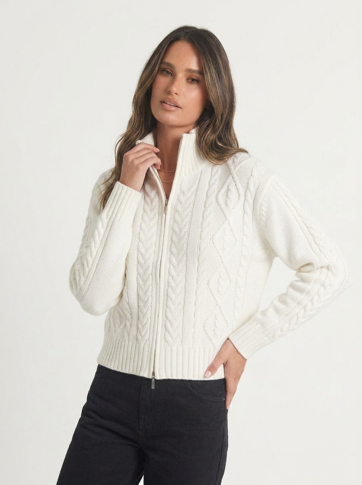 Cady | Women's Cardigan Cable Knit Zip