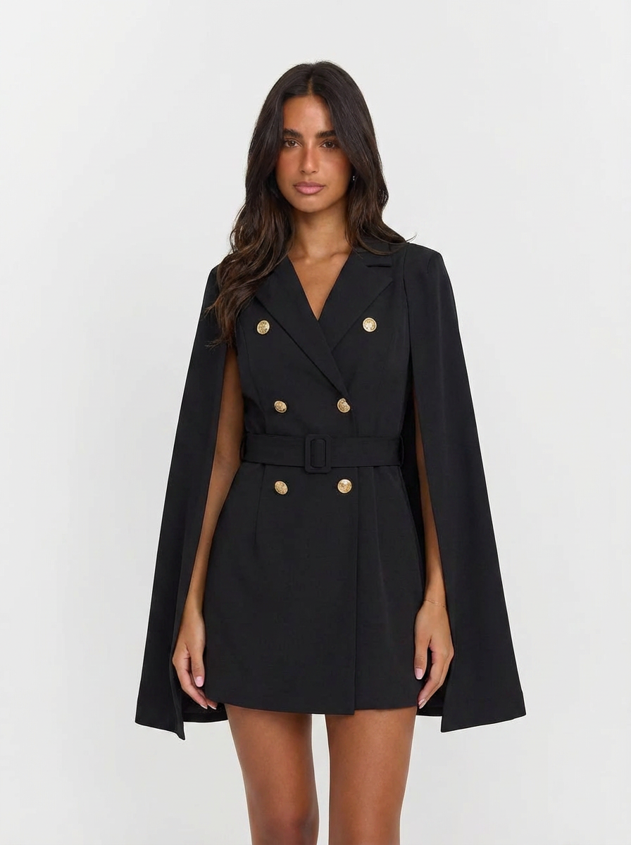 Camille | Women's Cape Sleeve Double Breasted Blazer Dress
