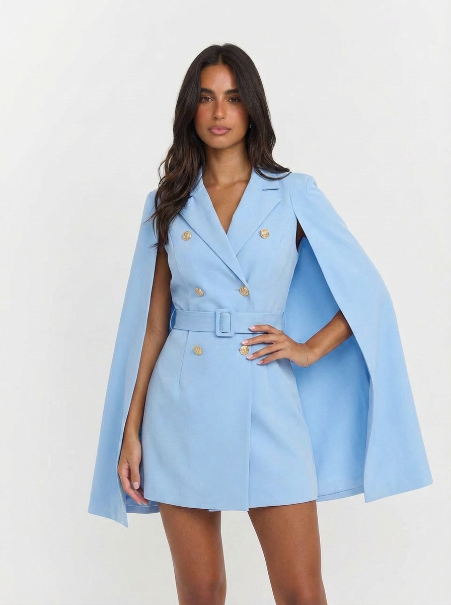 Camille | Women's Cape Sleeve Double Breasted Blazer Dress 5