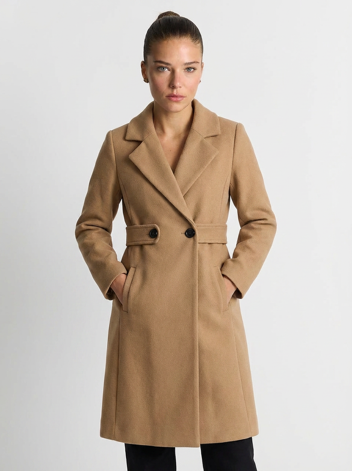 Camille | Women's Notch Lapel Belted Longline Wool Coat