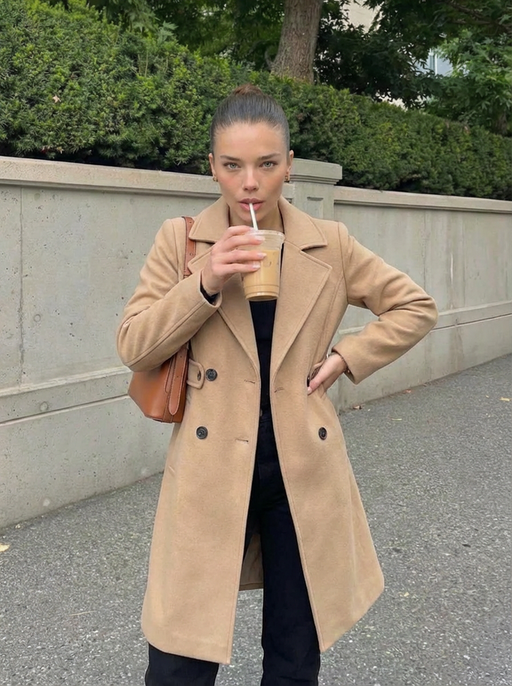 Camille | Women's Notch Lapel Belted Longline Wool Coat 1