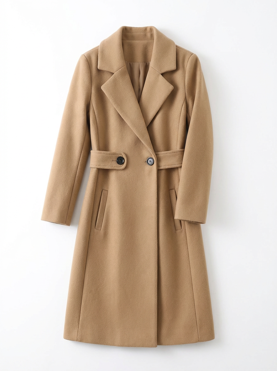 Camille | Women's Notch Lapel Belted Longline Wool Coat 2