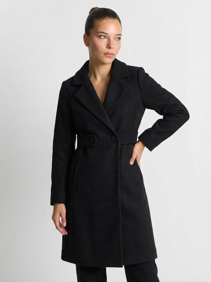 Camille | Women's Notch Lapel Belted Longline Wool Coat 3