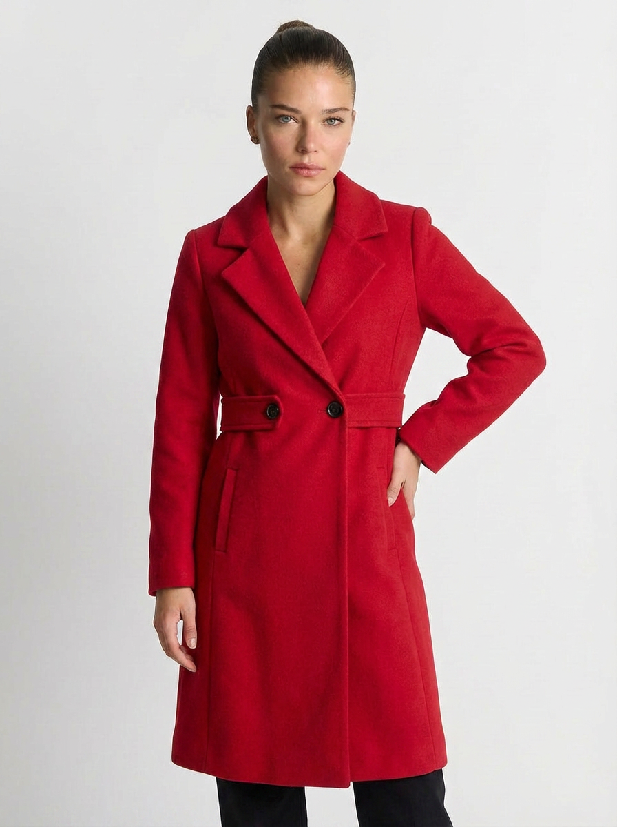 Camille | Women's Notch Lapel Belted Longline Wool Coat 4