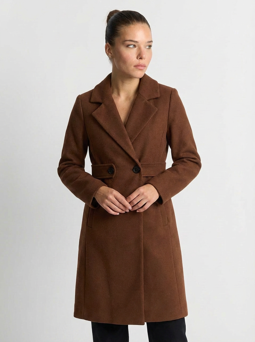 Camille | Women's Notch Lapel Belted Longline Wool Coat 5