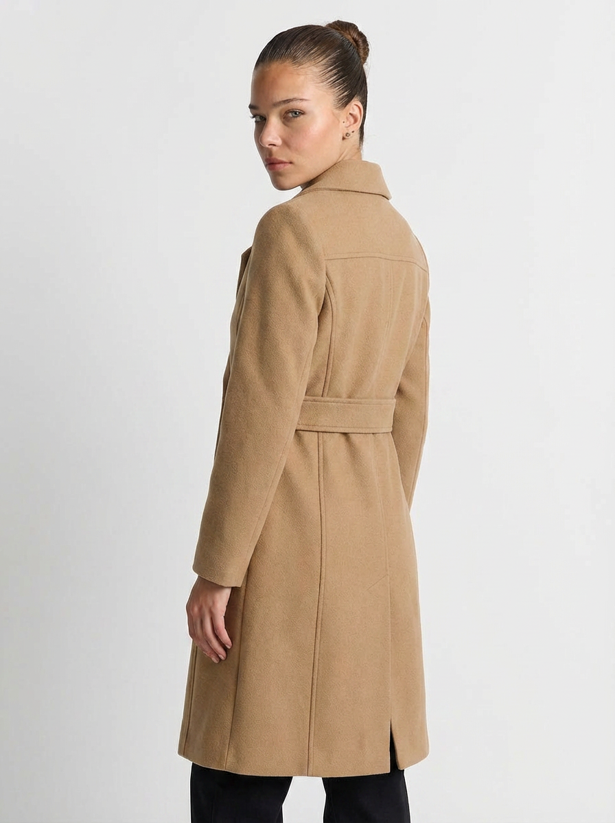 Camille | Women's Notch Lapel Belted Longline Wool Coat 6