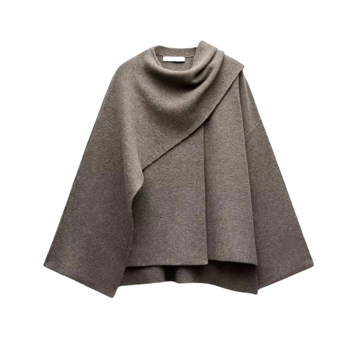 Cara | Women's Asymmetric Wool Wrap Cowl Neck Cape Coat 3