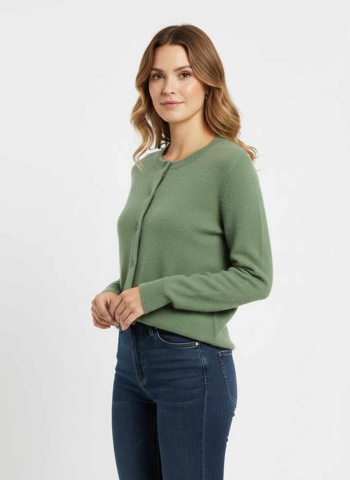 Cara | Women's Button Front Crew Neck Knit Cardigan 2