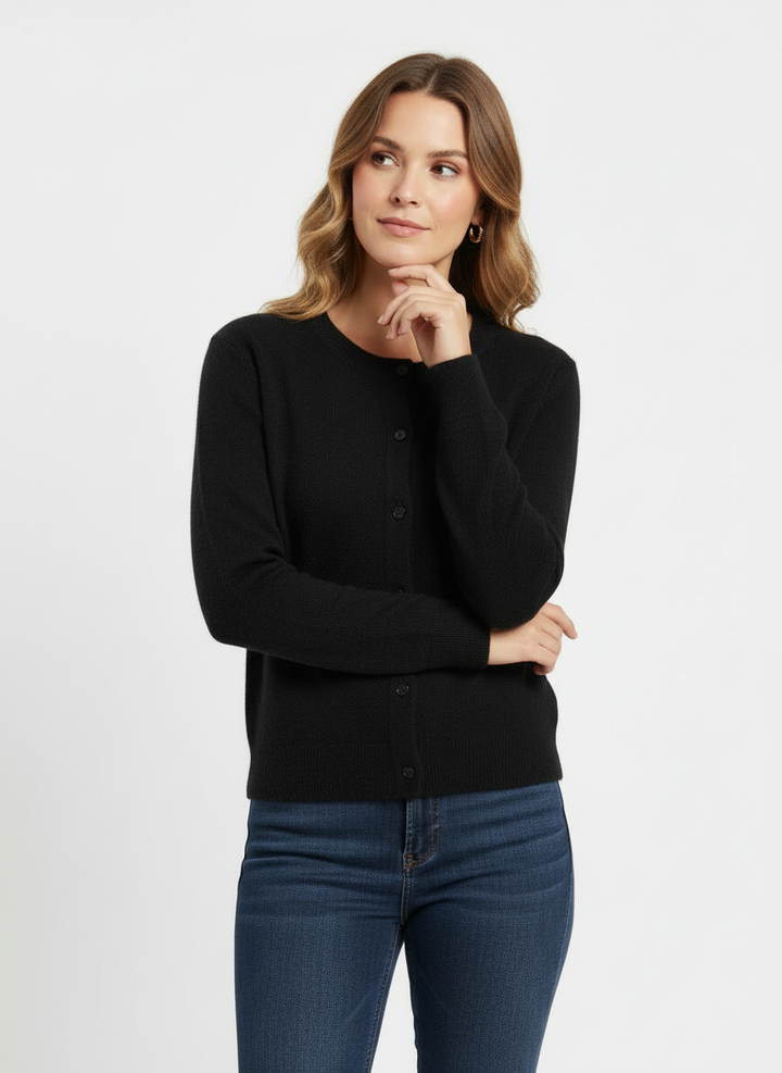 Cara | Women's Button Front Crew Neck Knit Cardigan 4