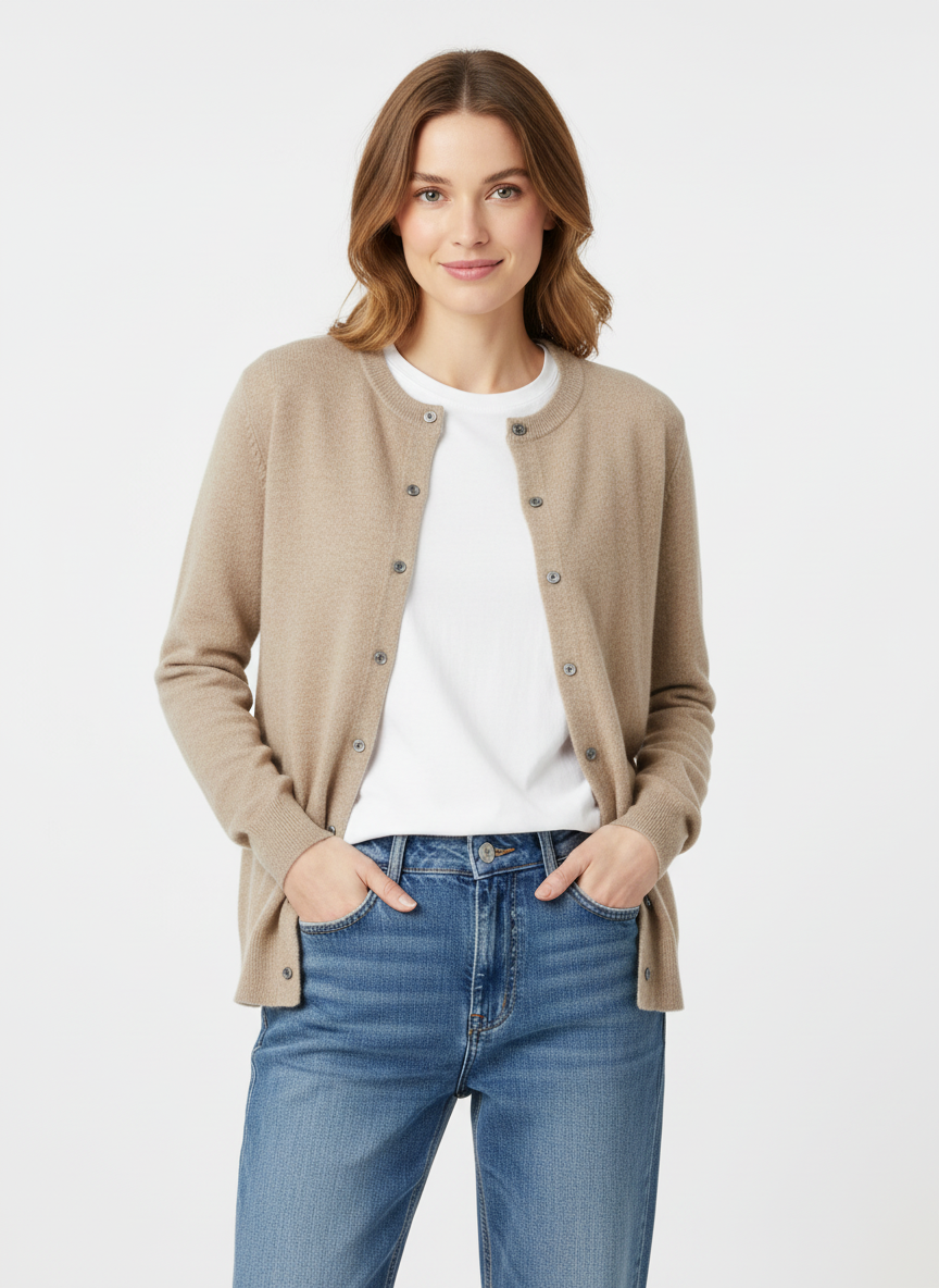 Cara | Women's Button Front Crew Neck Knit Cardigan 5