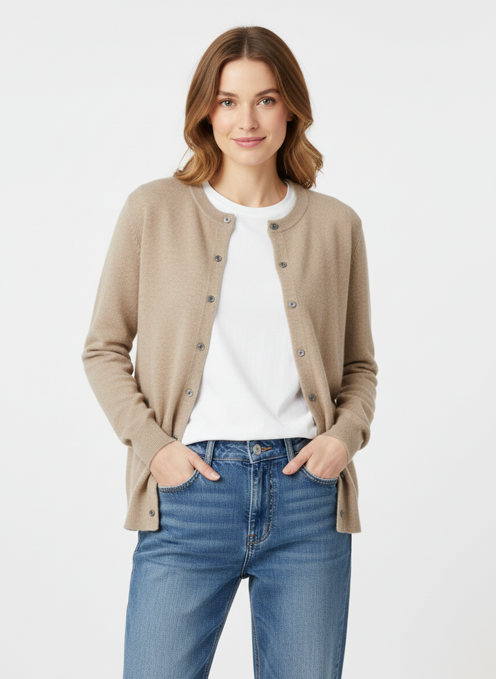 Cara | Women's Button Front Crew Neck Knit Cardigan 5