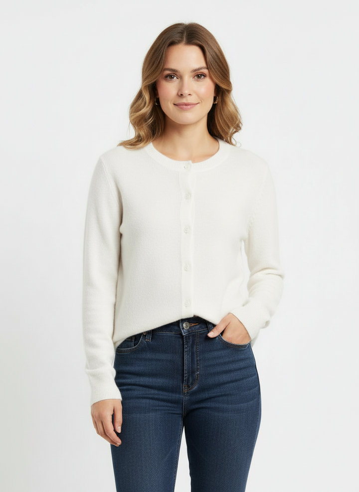Cara | Women's Button Front Crew Neck Knit Cardigan 6