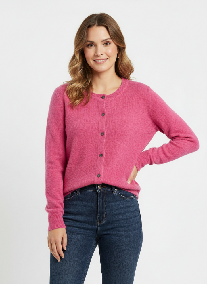 Cara | Women's Button Front Crew Neck Knit Cardigan 7