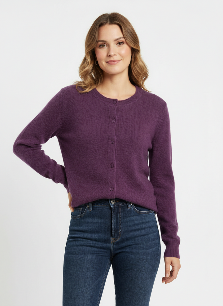 Cara | Women's Button Front Crew Neck Knit Cardigan 9