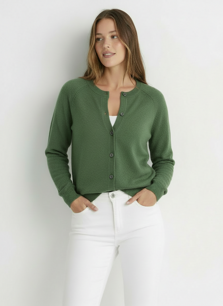 Cara | Women's Crew Neck Knit Button Front Cardigan