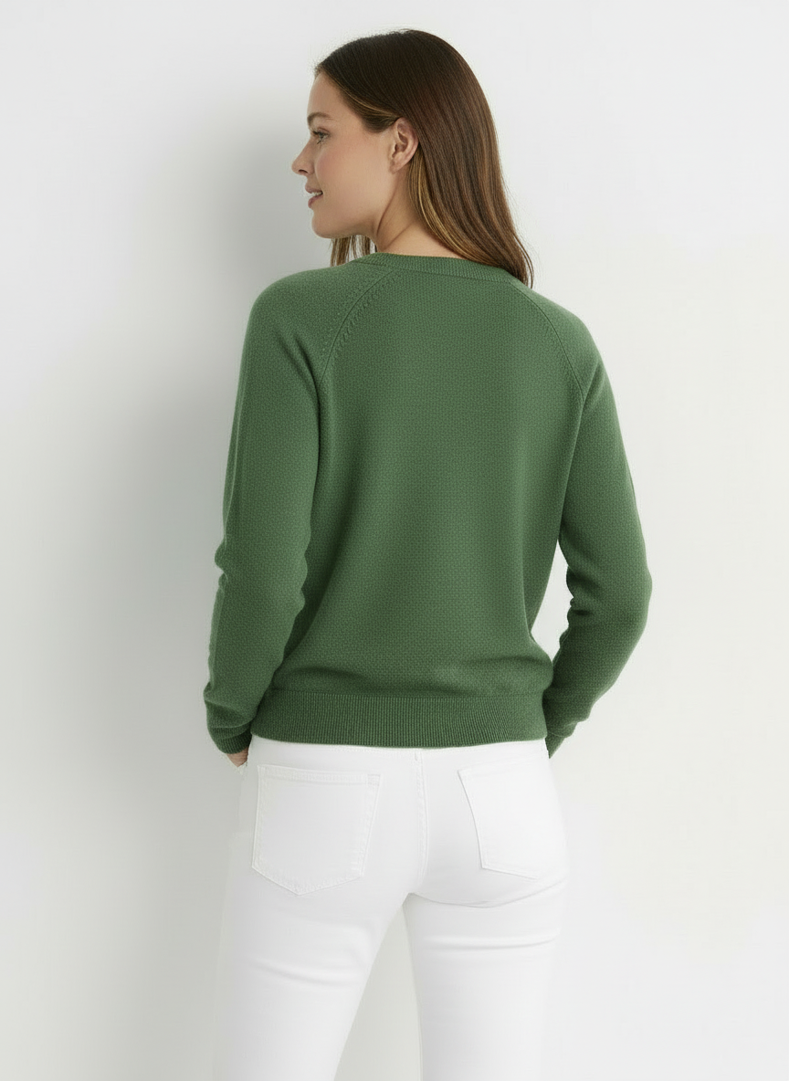 Cara | Women's Crew Neck Knit Button Front Cardigan 2