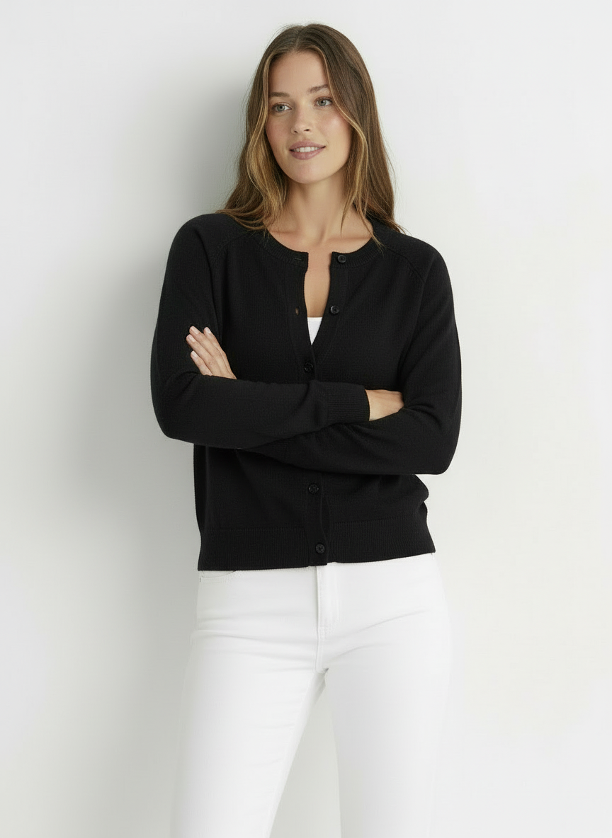 Cara | Women's Crew Neck Knit Button Front Cardigan 5