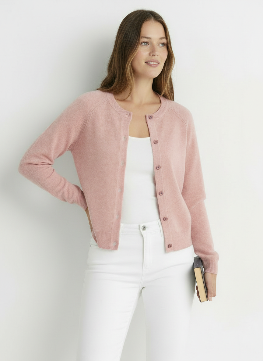 Cara | Women's Crew Neck Knit Button Front Cardigan 6