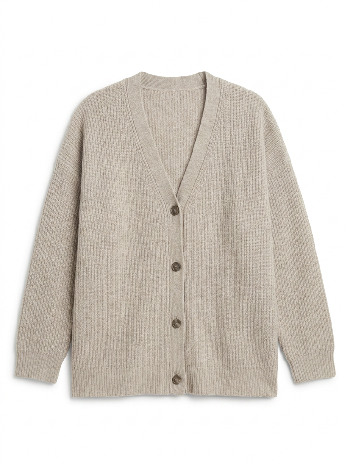 Carla | Women's V-Neck Ribbed Cashmere Cardigan 3