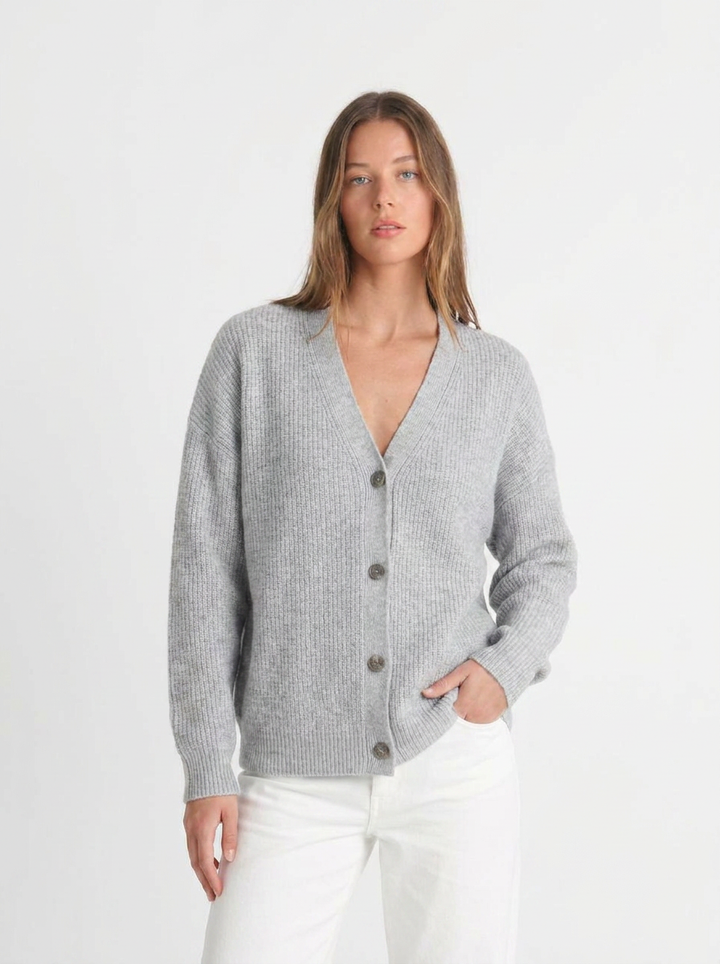 Carla | Women's V-Neck Ribbed Cashmere Cardigan 4