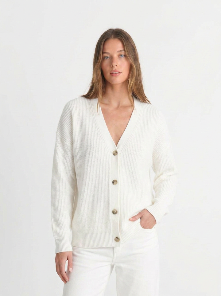 Carla | Women's V-Neck Ribbed Cashmere Cardigan 7