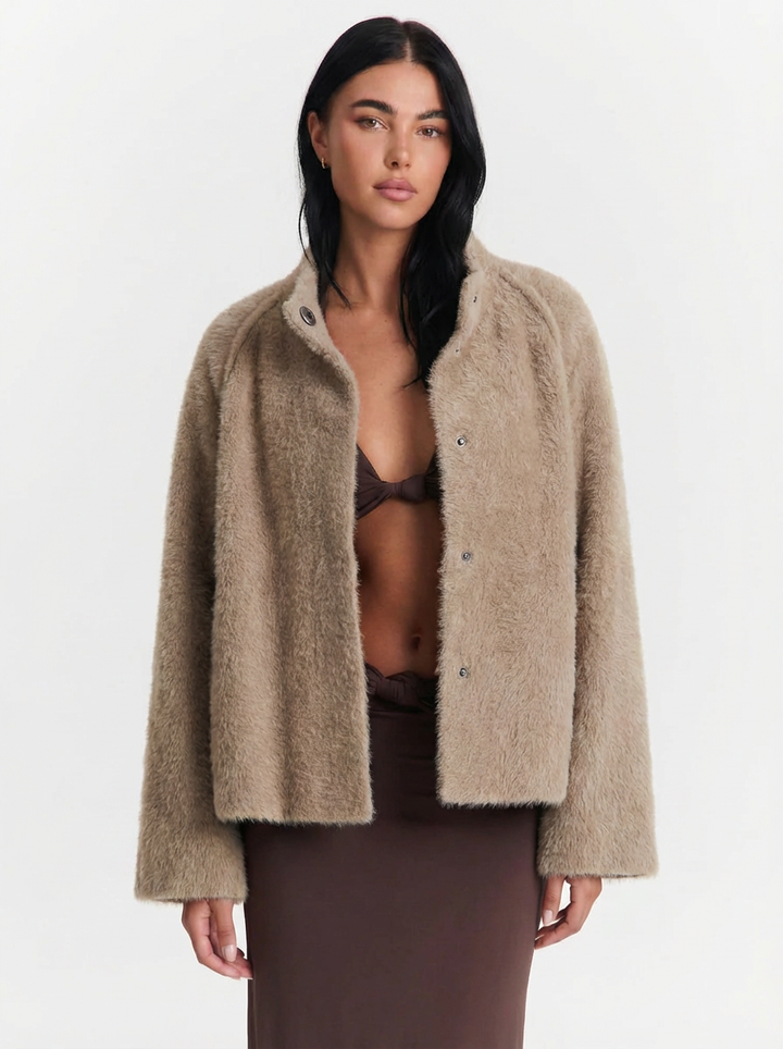Cassidy | Women's Collarless  Cropped Knit Coat
