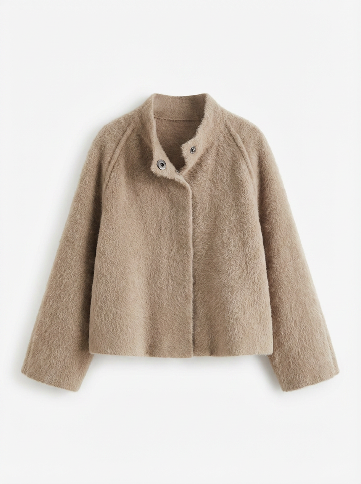 Cassidy | Women's Collarless  Cropped Knit Coat 3